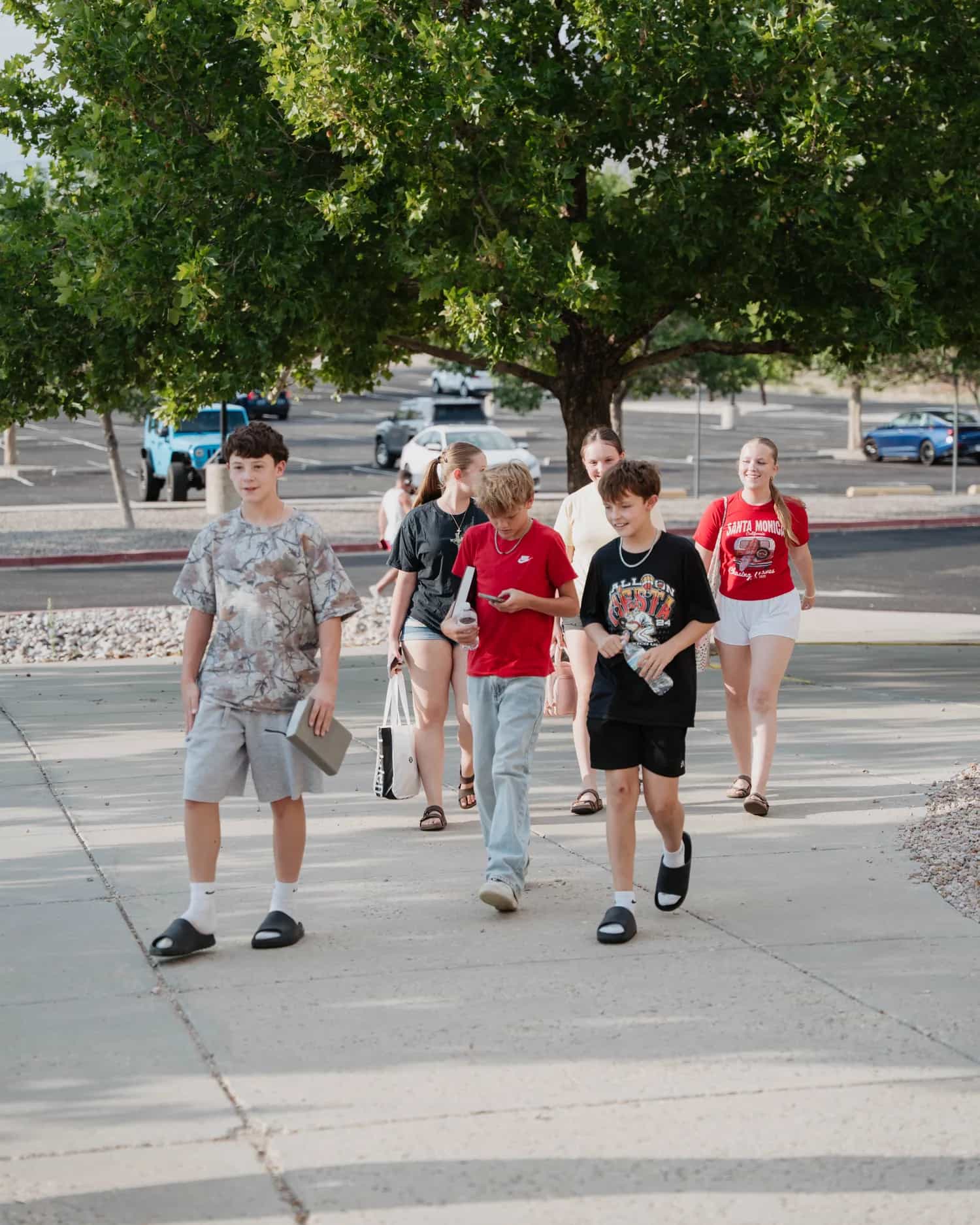 BC Youth students walking toward the church entrance